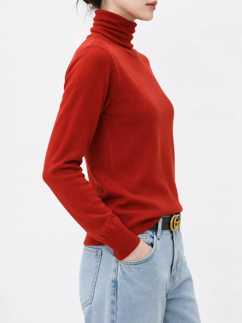 Full Size Slim-Fit Turtleneck Knit Top Plus Size, image 28