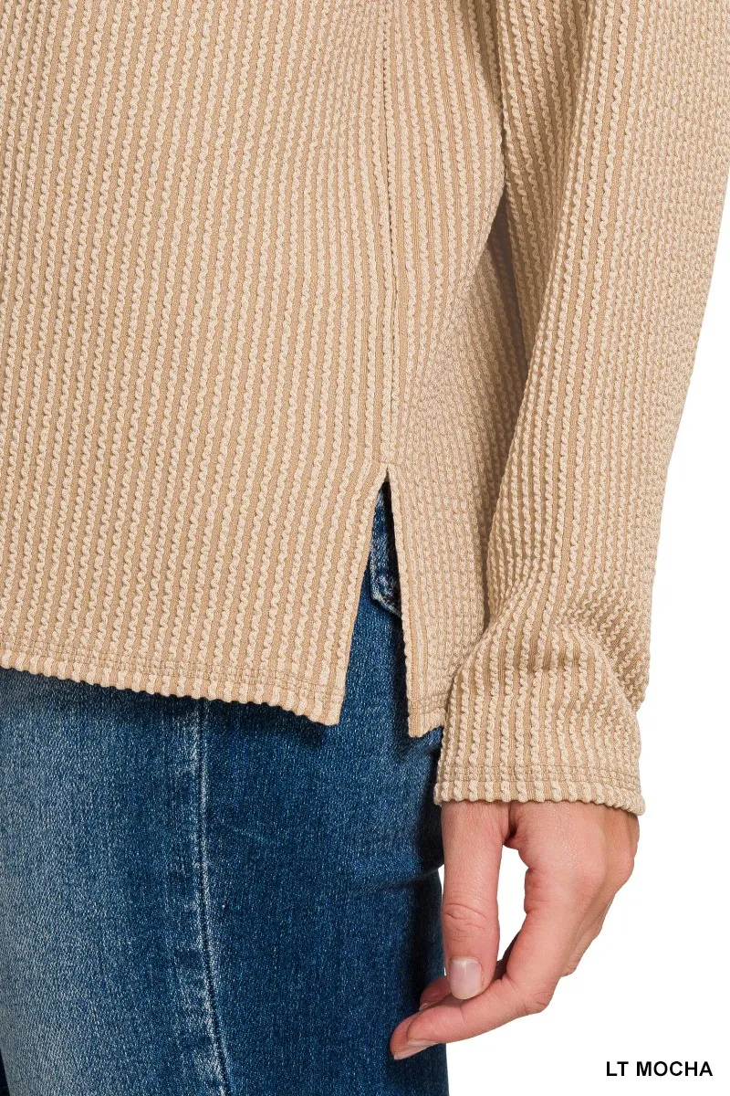 Long Sleeve Drop Shoulder Rib Top, image 4
