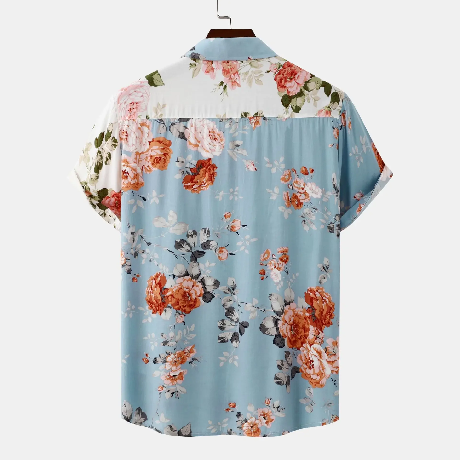 Men's Plus Size Floral Short Sleeve Shirt, image 6