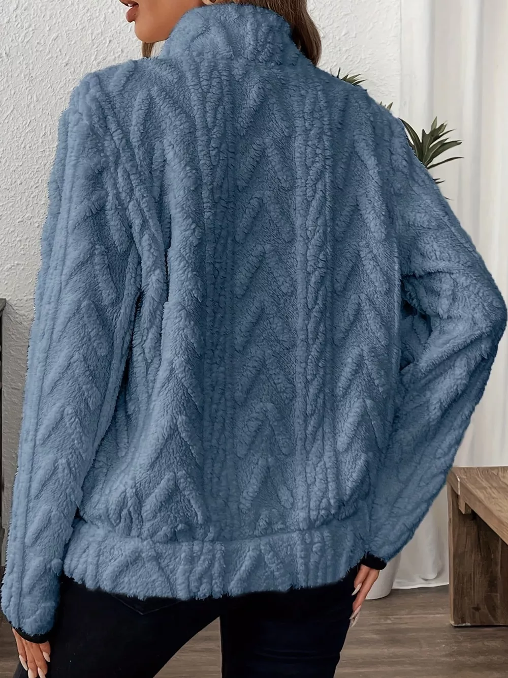Full Size Quarter-Zip Sherpa Sweatshirt Plus Size, image 33