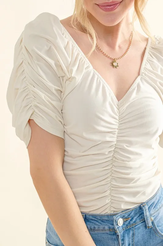Buttery Soft Ruched Detailed Jersey Bodysuit, image 6