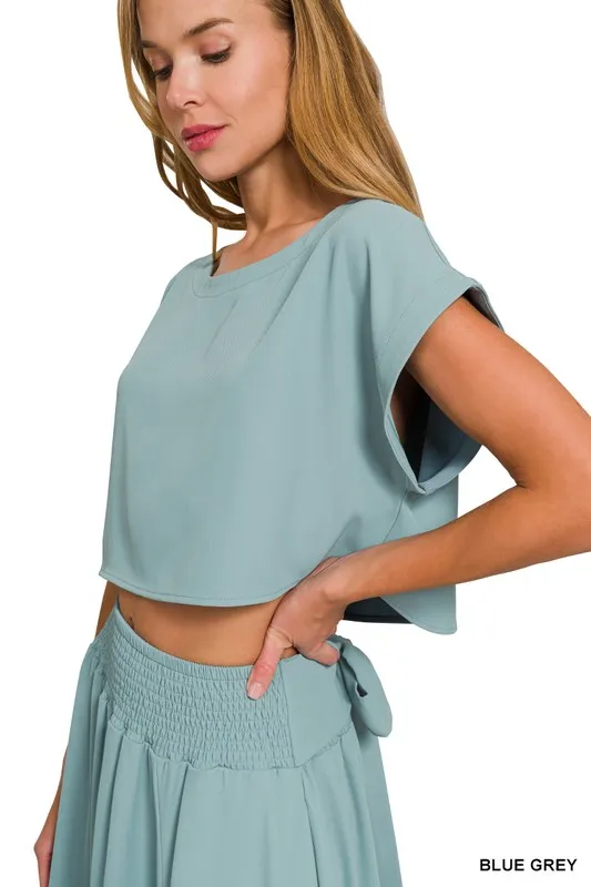 Heavy Woven Span Crop Tee & Skirt Set, image 13