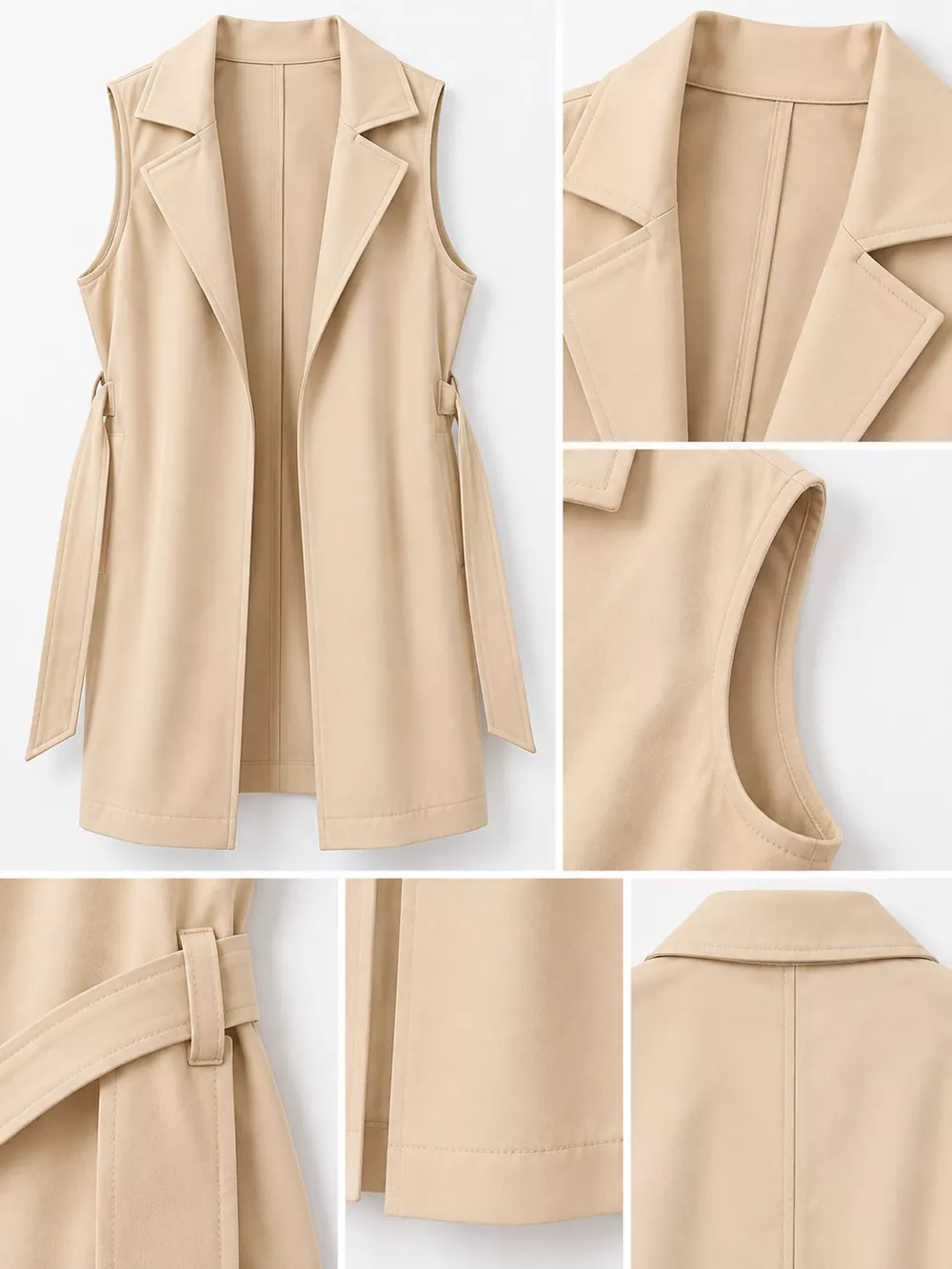 Tie Waist Longline Vest Coat, image 27