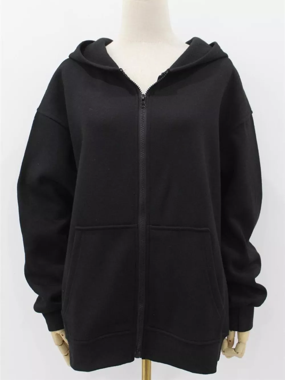 Full Size Zip-Up Dropped Shoulder Hoodie Plus Size, image 11