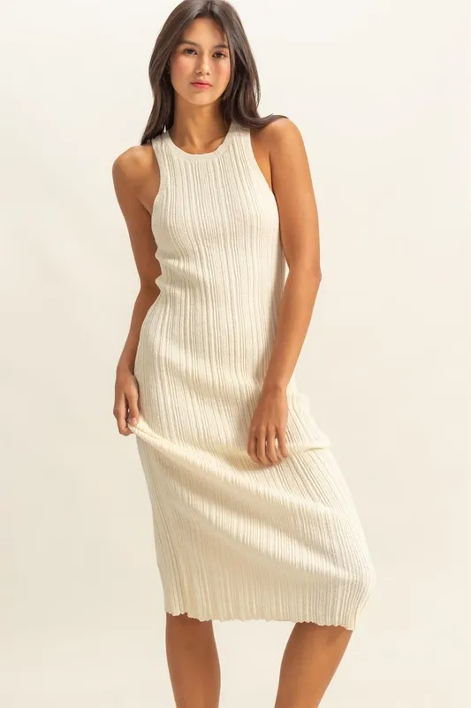 Round Neck Bodycon Ribbed Knit Dress