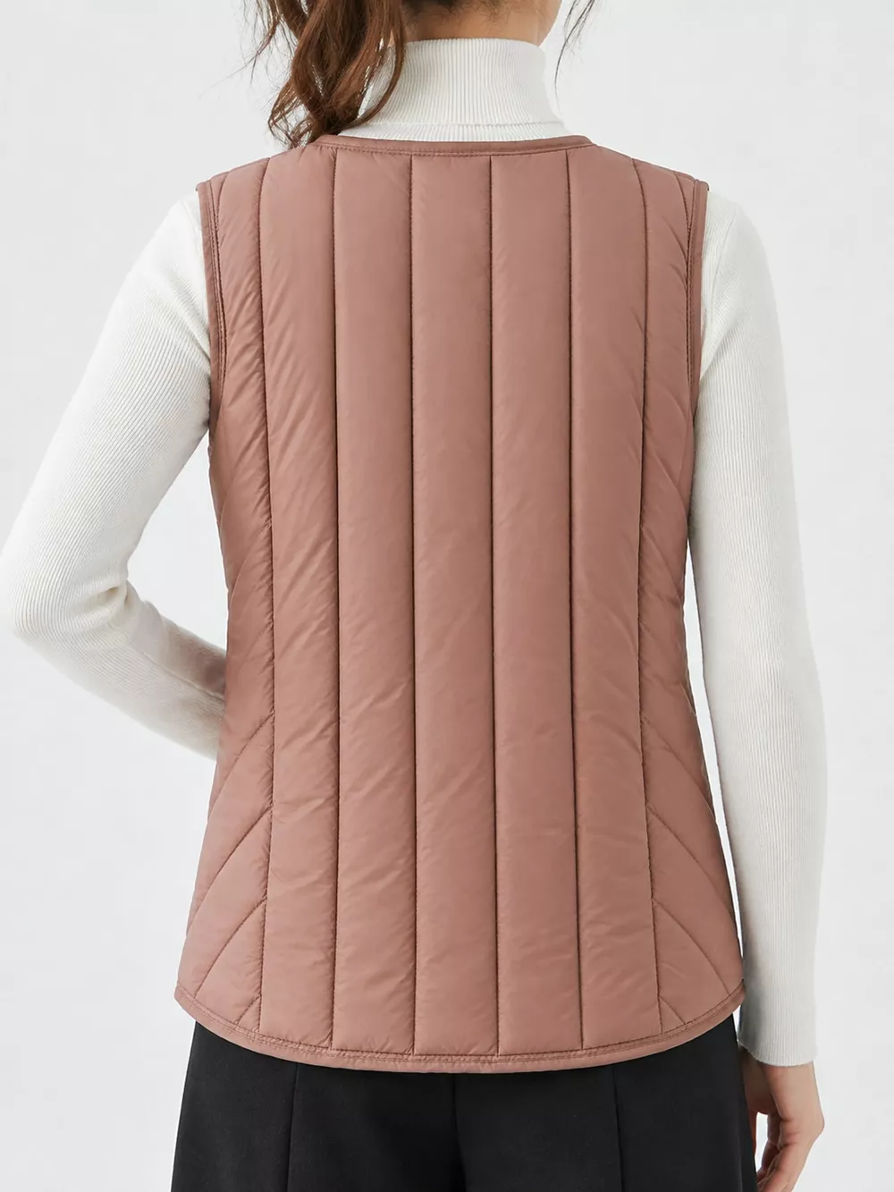 Full Size Quilted Button Up Vest Coat Plus Size, image 56