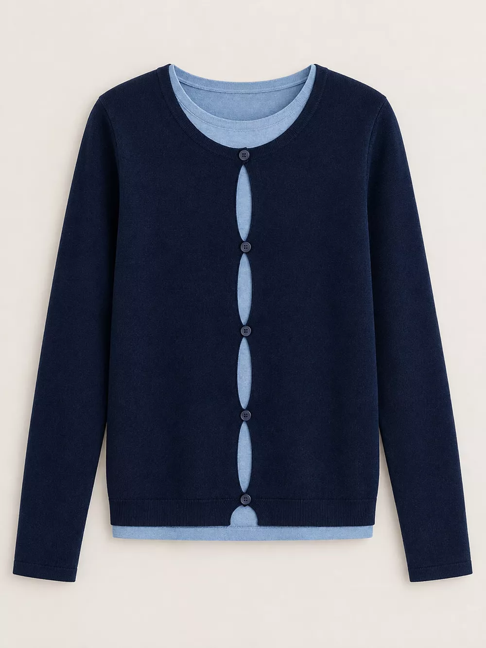 Layered Look Long Sleeve Knit Top, image 7