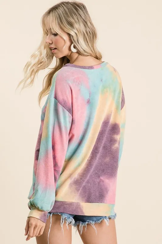 Tie Dye Print French Terry Sweatshirt, image 4