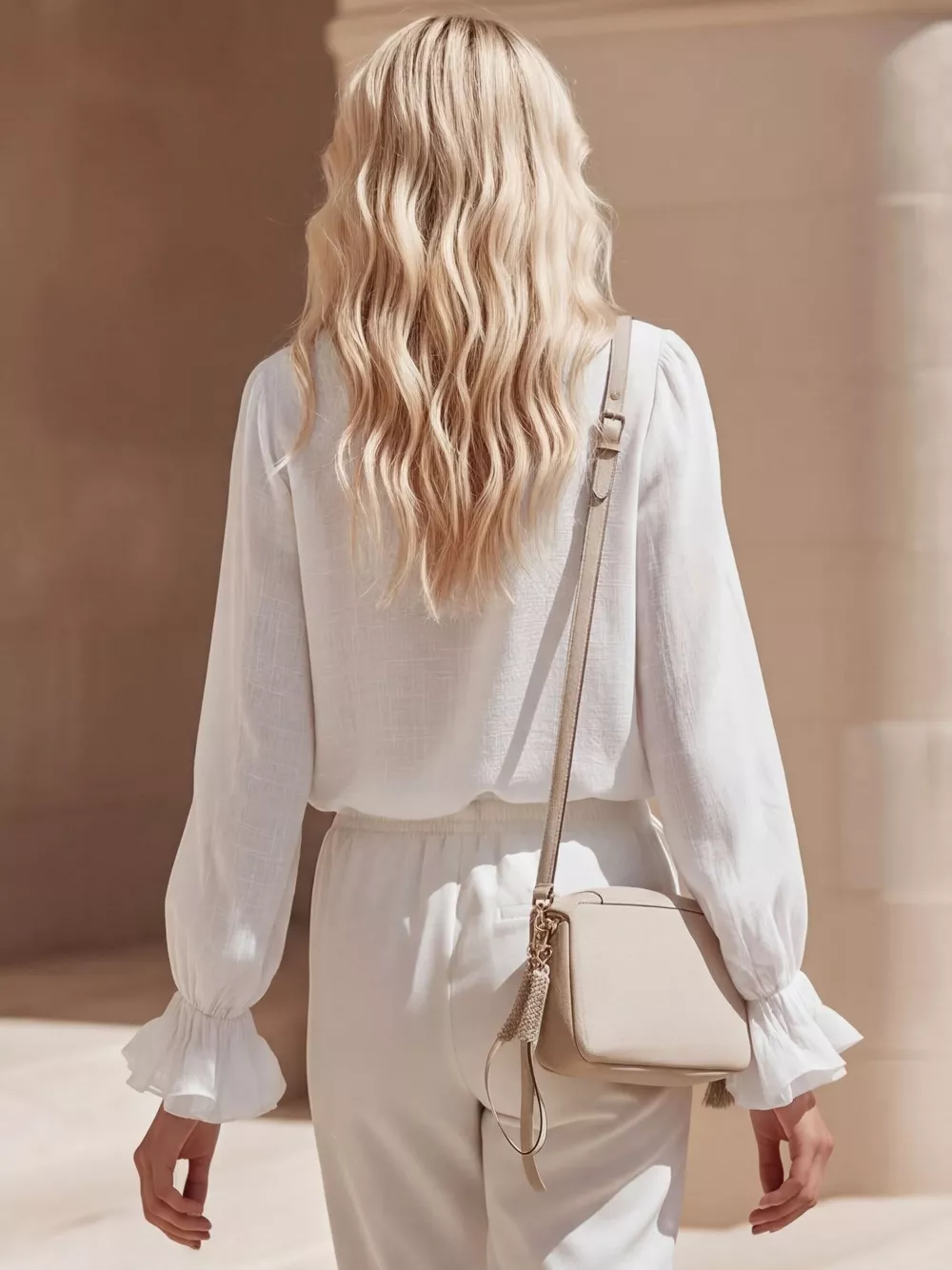 Ruffled V-Neck Long Sleeve Blouse, image 6