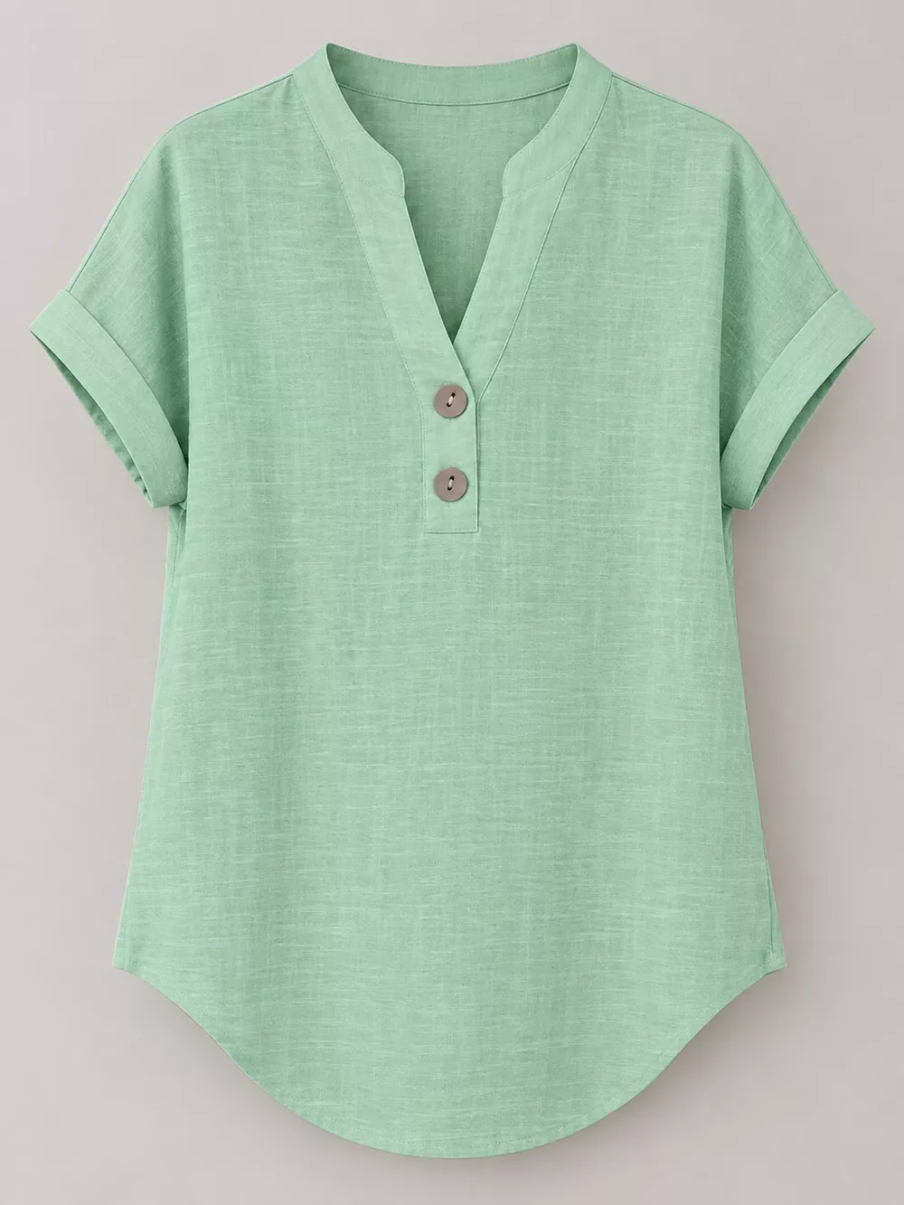 Full Size Button Detail Short Sleeve Blouse Plus Size, image 14