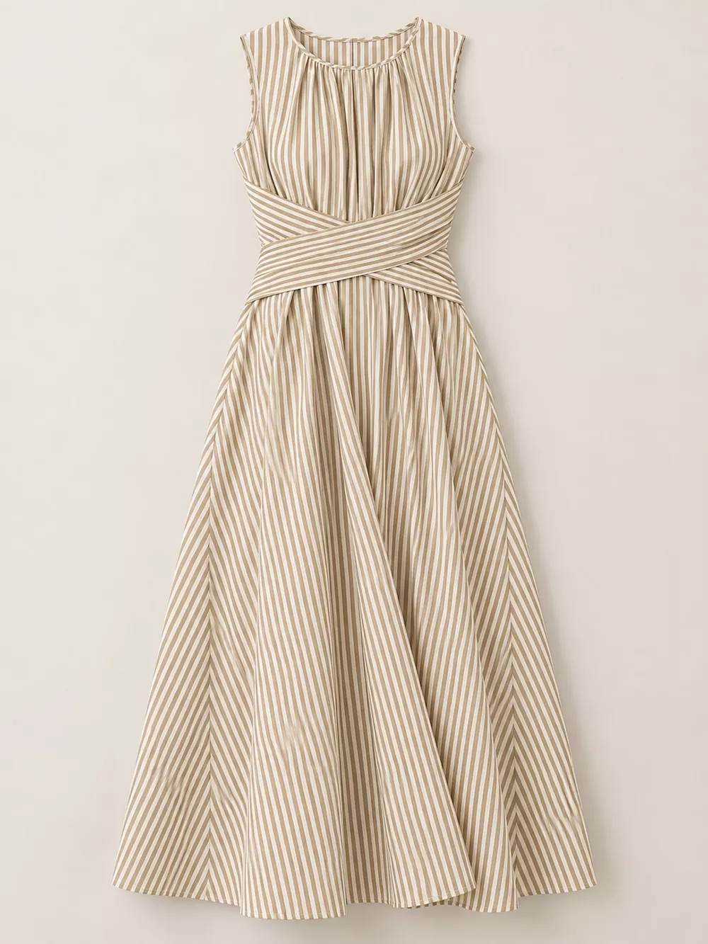 Full Size Sleeveless Striped Maxi Dress with Criss-Cross Waist Detail Plus Size, image 19
