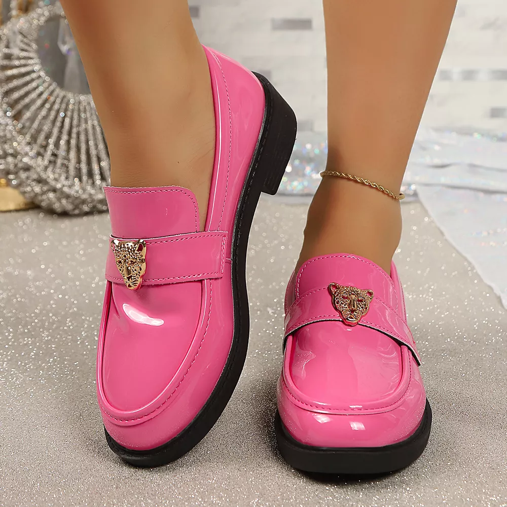 Round Toe Block Heel Loafers