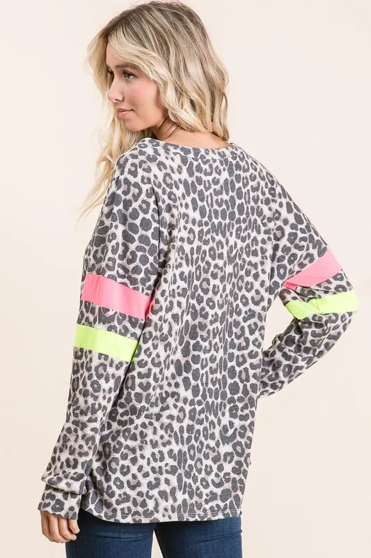Leopard Thermal Top with Contrast Color Block, image 5