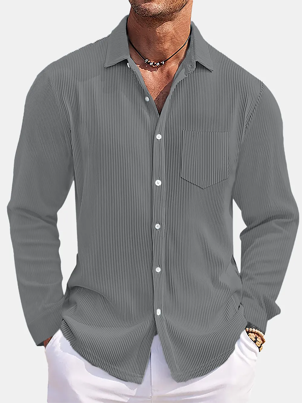 Men's Full Size Button Down Long Sleeve Shirt Plus Size, image 5