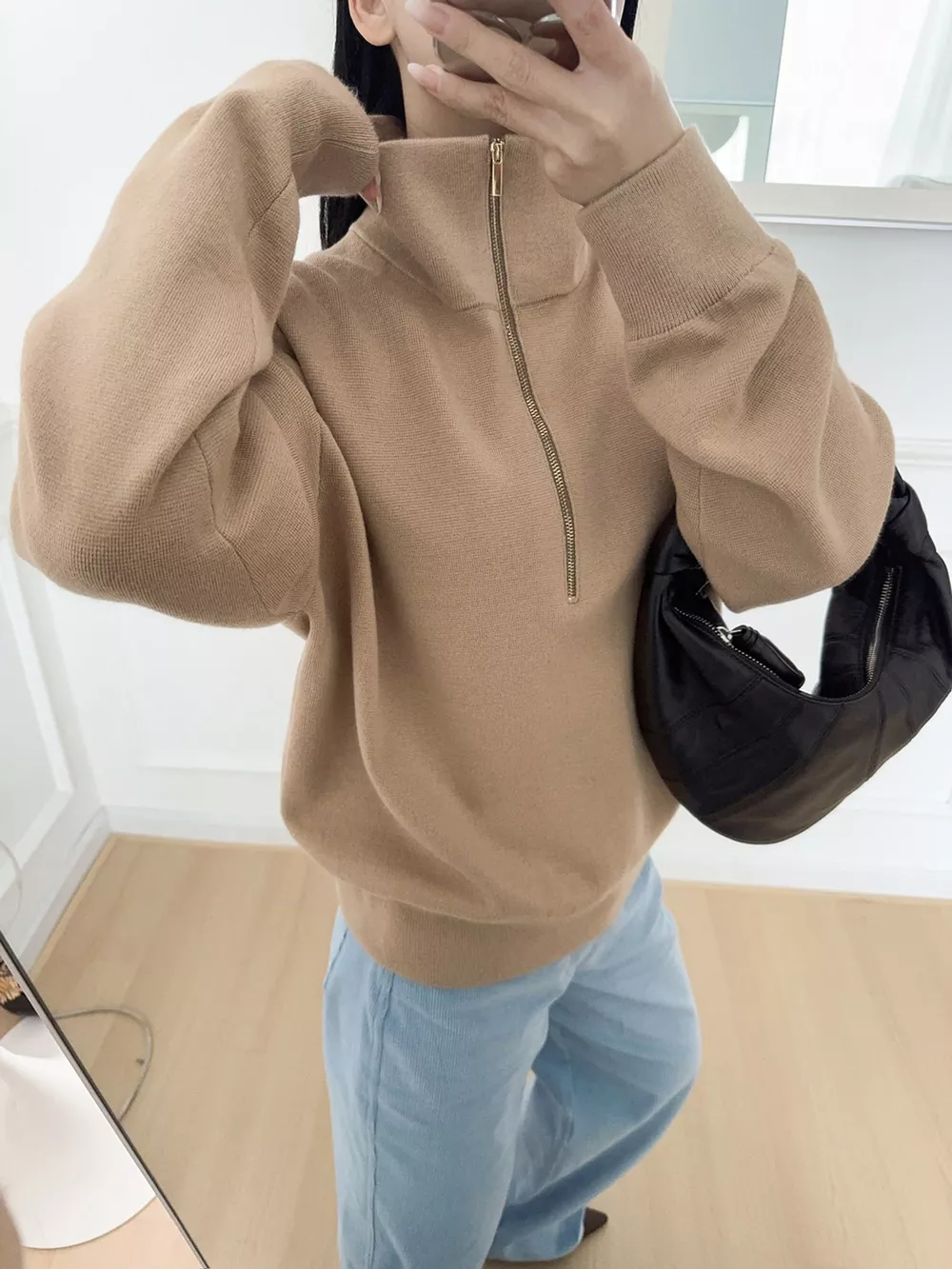 Half-Zip Dropped Shoulder Sweater, image 5