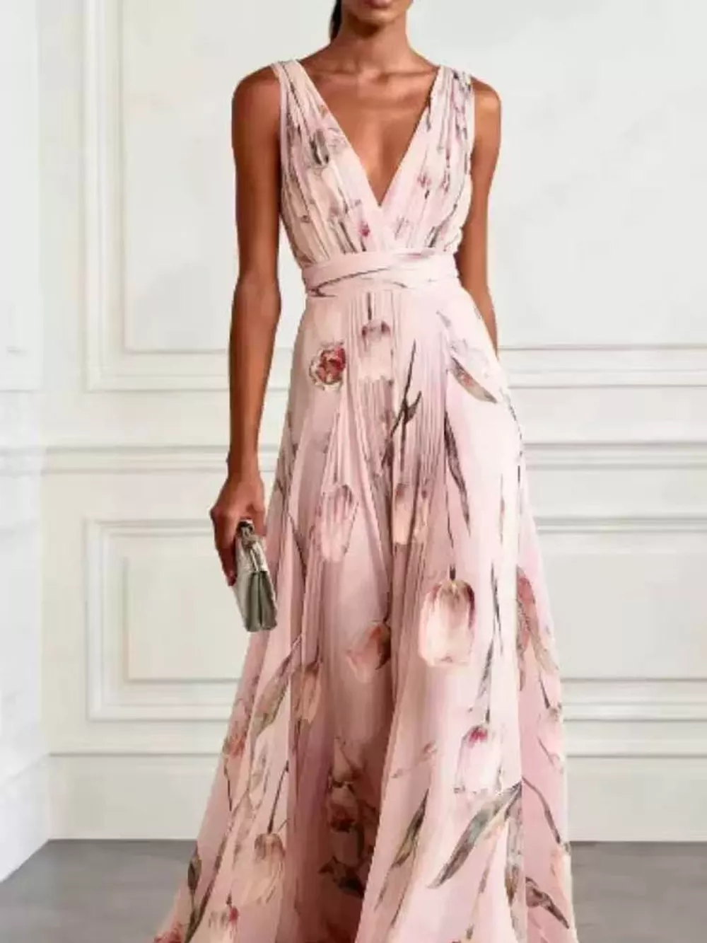 Full Size Sleeveless Floral Print Maxi Dress Plus Size, image 23