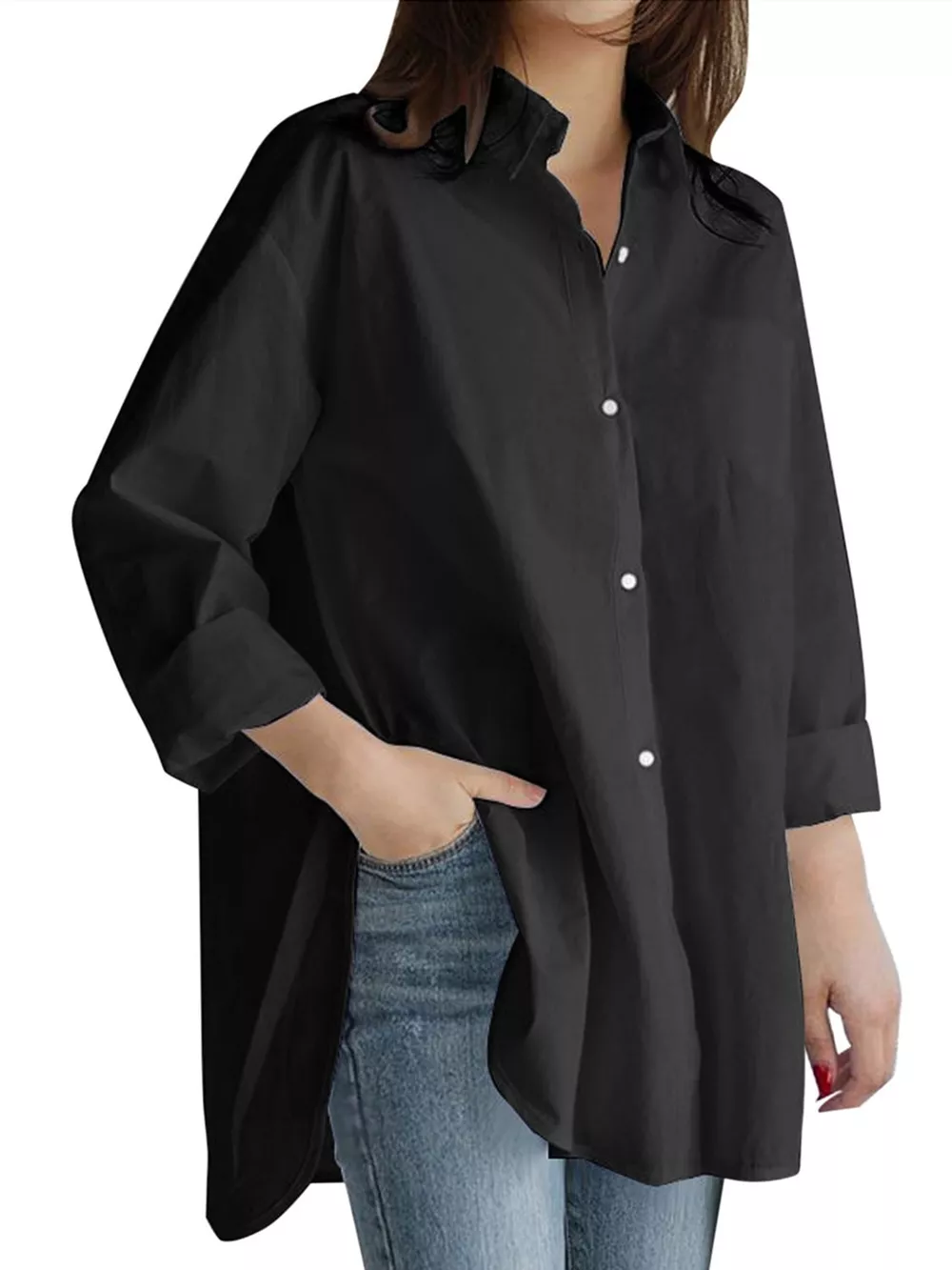 Full Size Oversized Button-Down Long Sleeve Shirt Plus Size, image 6