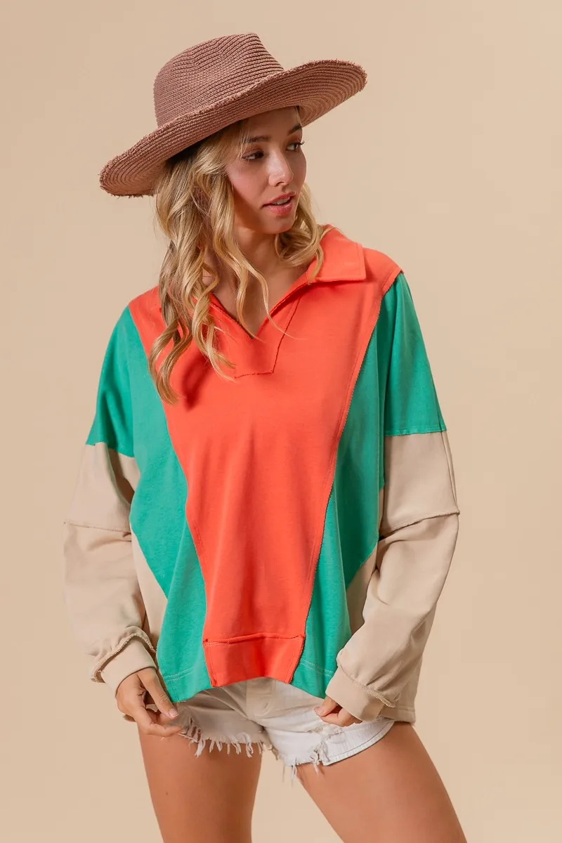 Colorblock Exposed Seam French Terry Sweatshirt, image 15