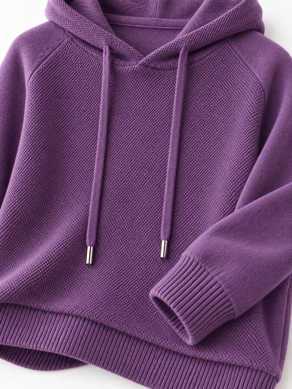 Drawstring Long Sleeve Hooded Knit Sweater, image 34