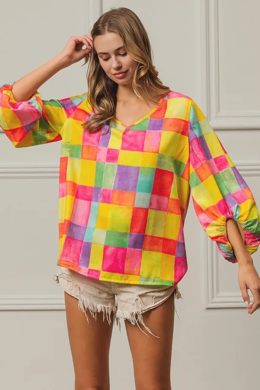 Multi Block Bubble Pop Ballon Top, image 10