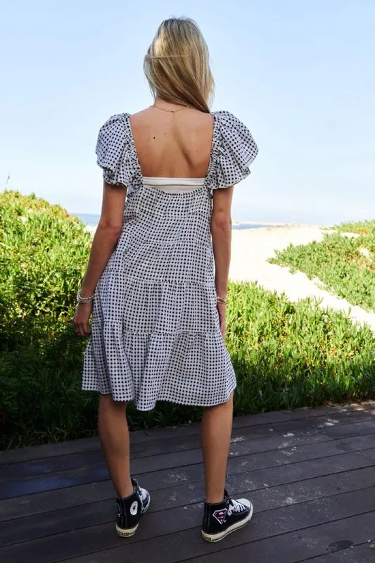 Jacquard V-Neck Flutter Cap Sleeve Tiered Dress, image 9