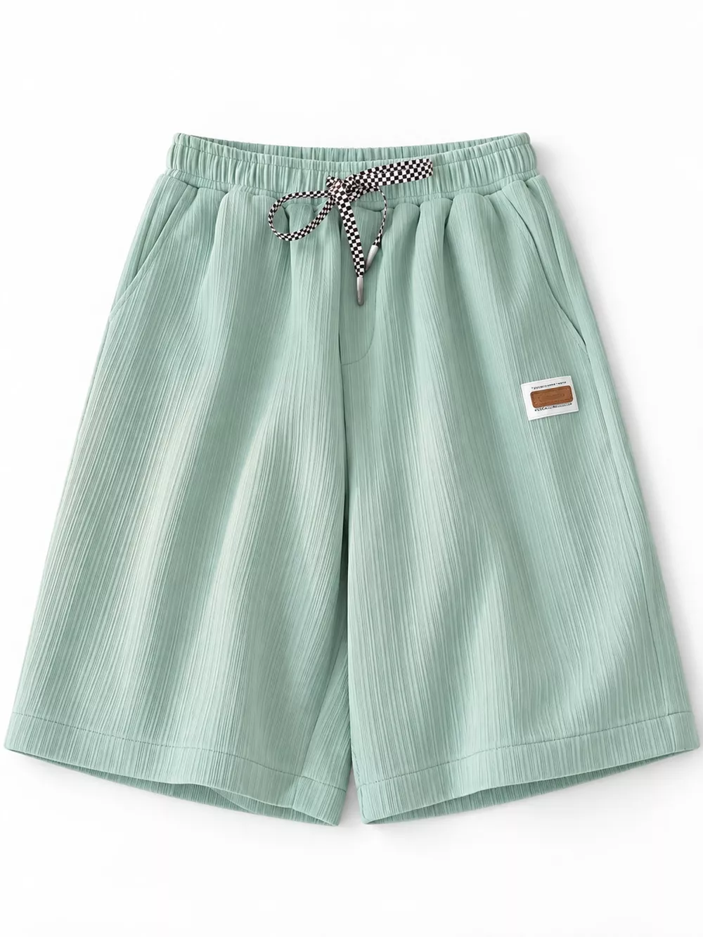 Plus Size Checkerboard Drawstring Casual Shorts, image 2