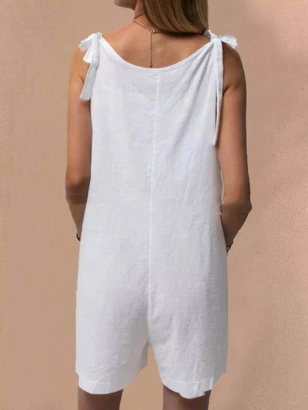 Full Size Tie-Shoulder Romper with Pockets Plus Size, image 18