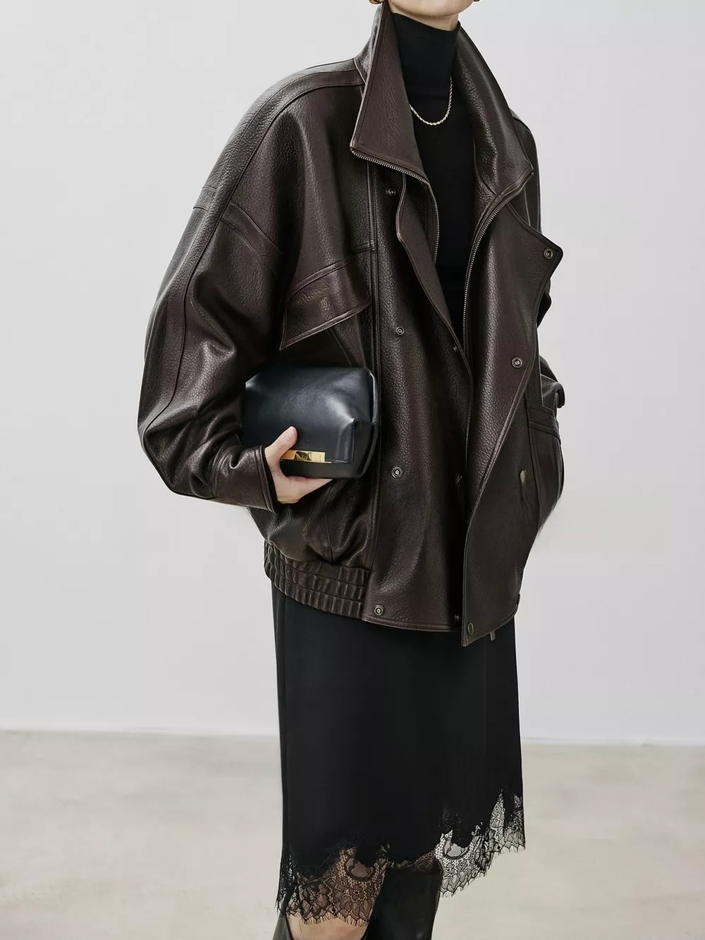 Snap Down Leather Jacket, image 7