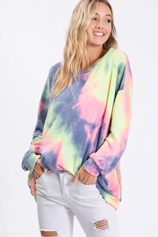 Tie Dye French Terry Print Top, image 2