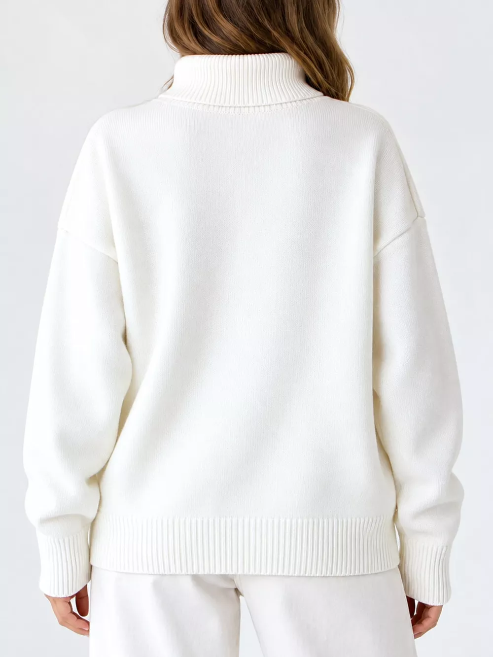 Oversized Turtleneck Dropped Shoulder Sweater, image 4