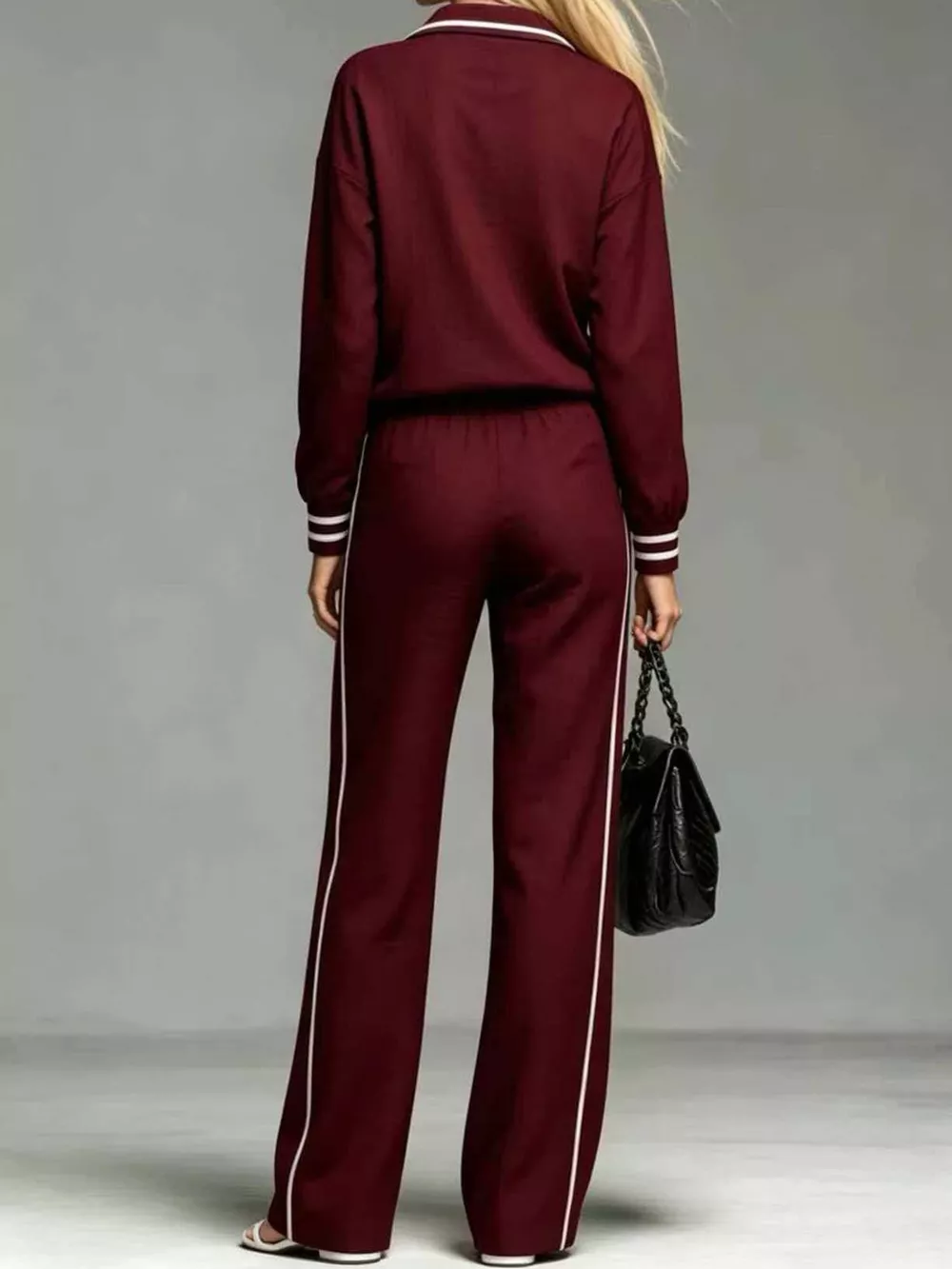 Striped Half Zip Top and Pants Set, image 13