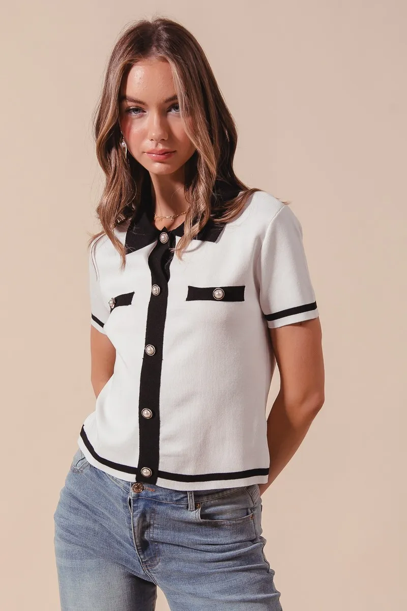 Button Down Knitted Sweater Shirt Top