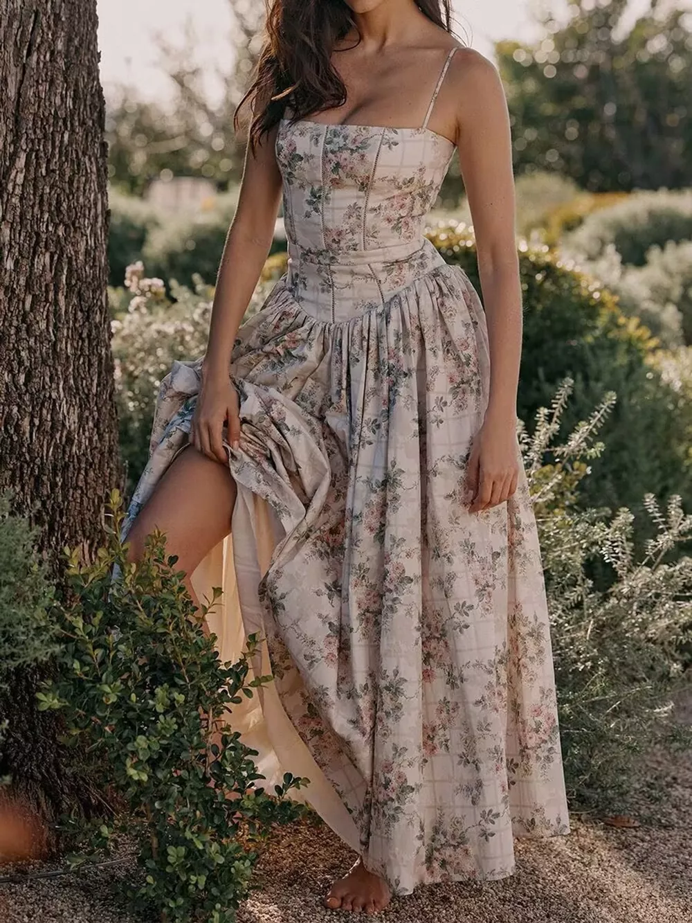 Floral Spaghetti Straps Midi Dress, image 44