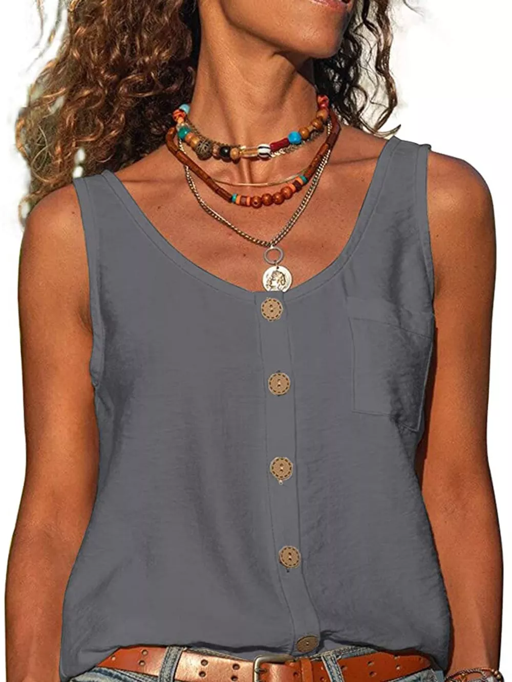 Full Size Casual Round Neck Tank Plus Size, image 11