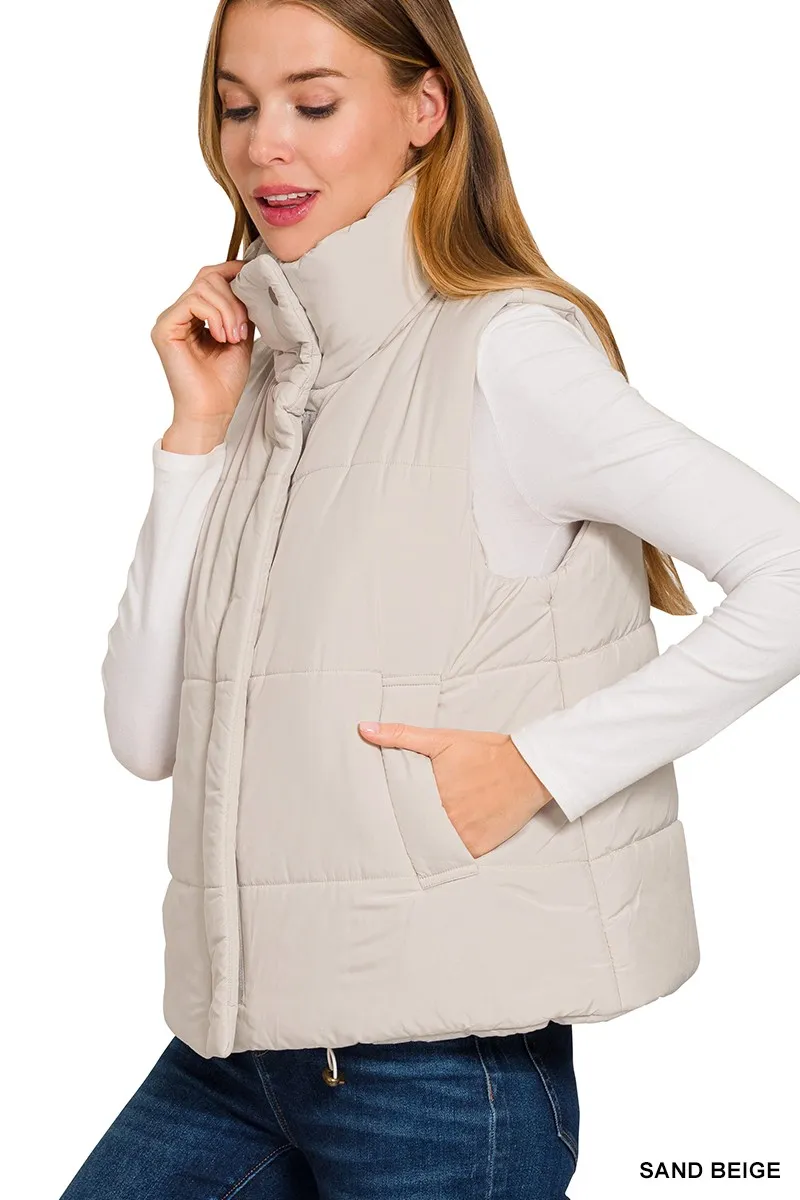 High Neck Zip-Up Vest Coat, image 3