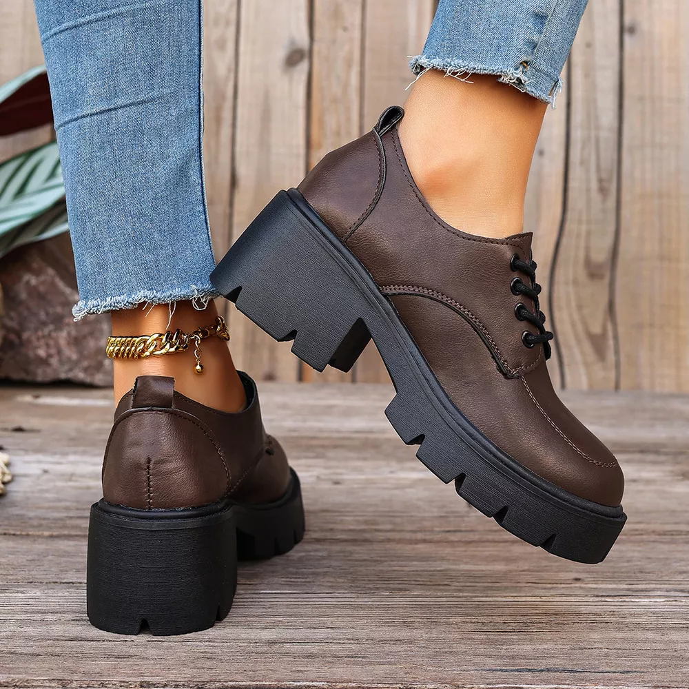 Chunky Platform Lace-Up Oxford Sneakers, image 4