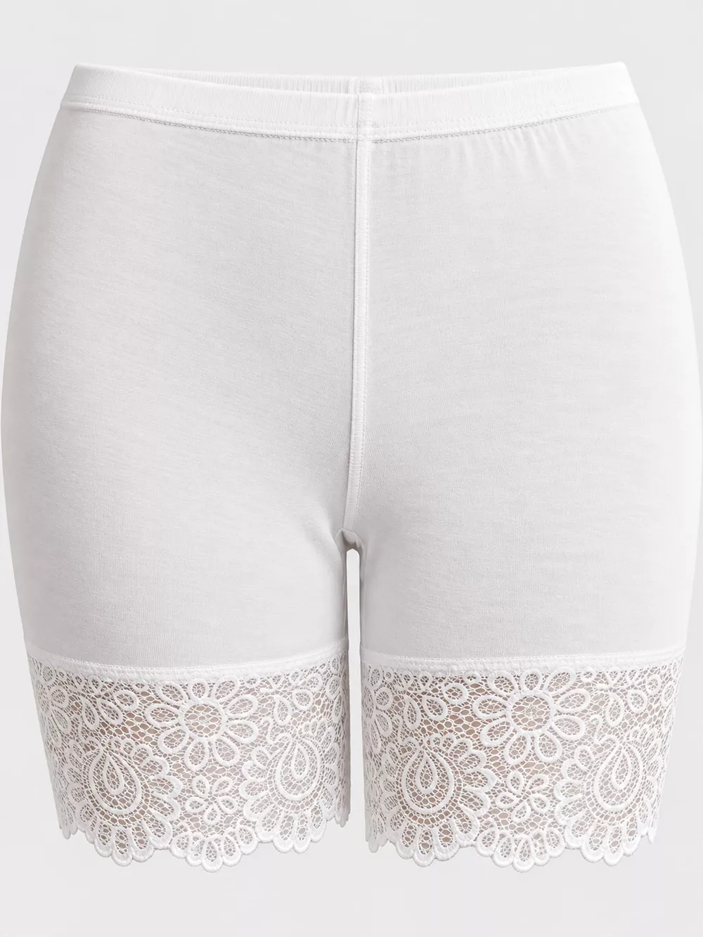 Plus Size High-Waisted Lace Trim Safety Panties, image 3