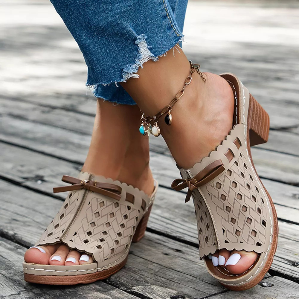 Peep Toe Block Heels Sandals, image 5