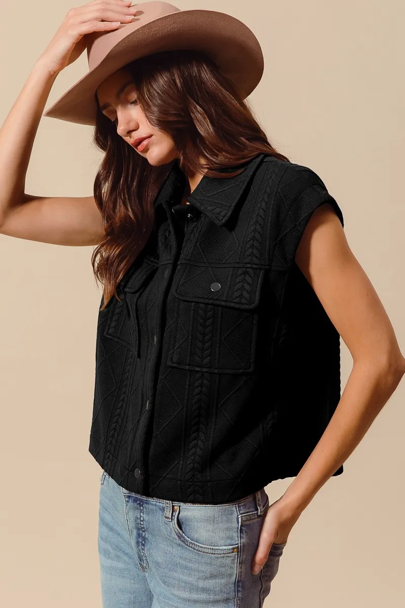 Cable Quilting Stitch Button Up Knit Vest, image 4