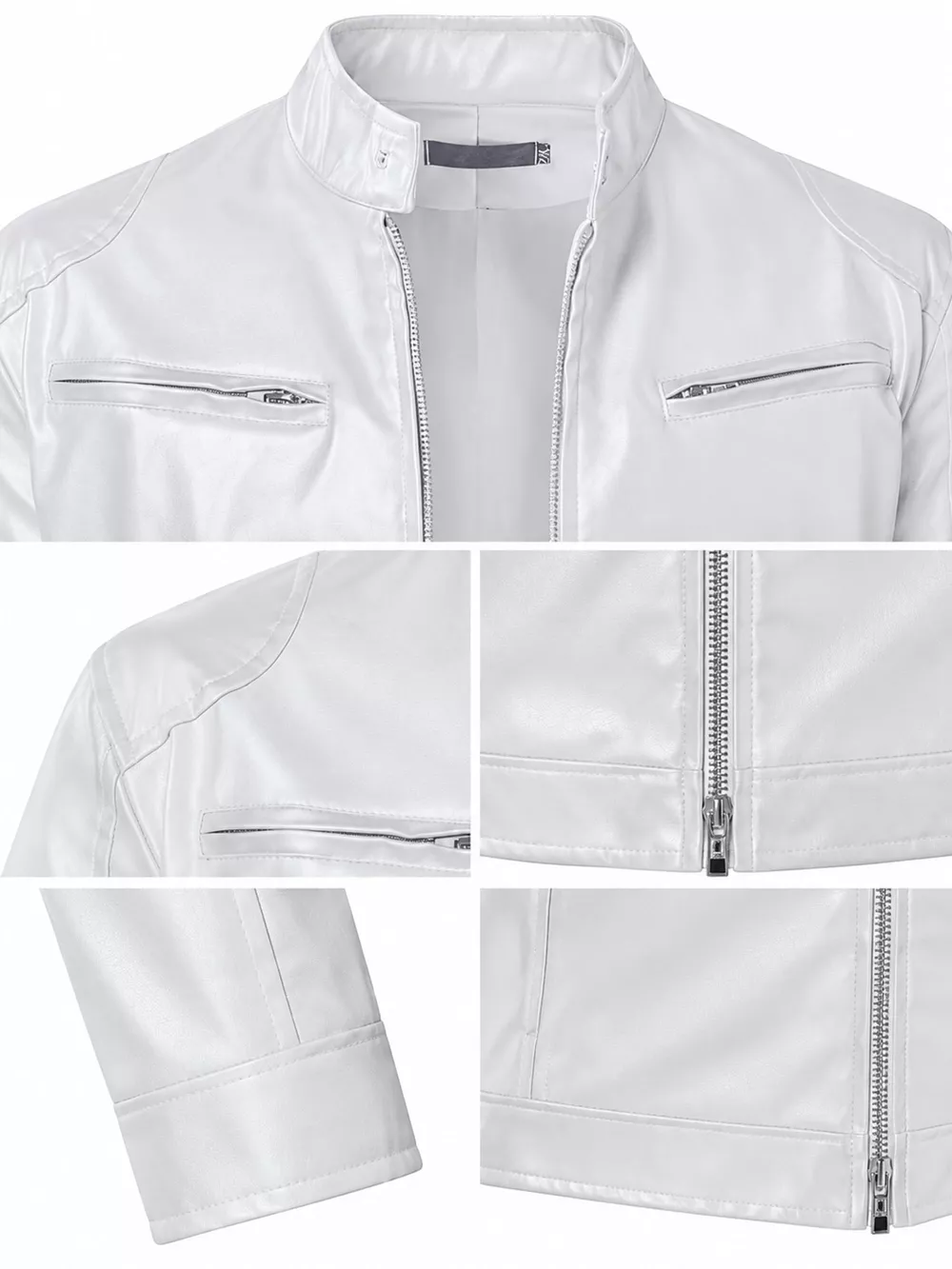 Men's Full Size Faux Leather Zip Up Jacket Plus Size, image 44