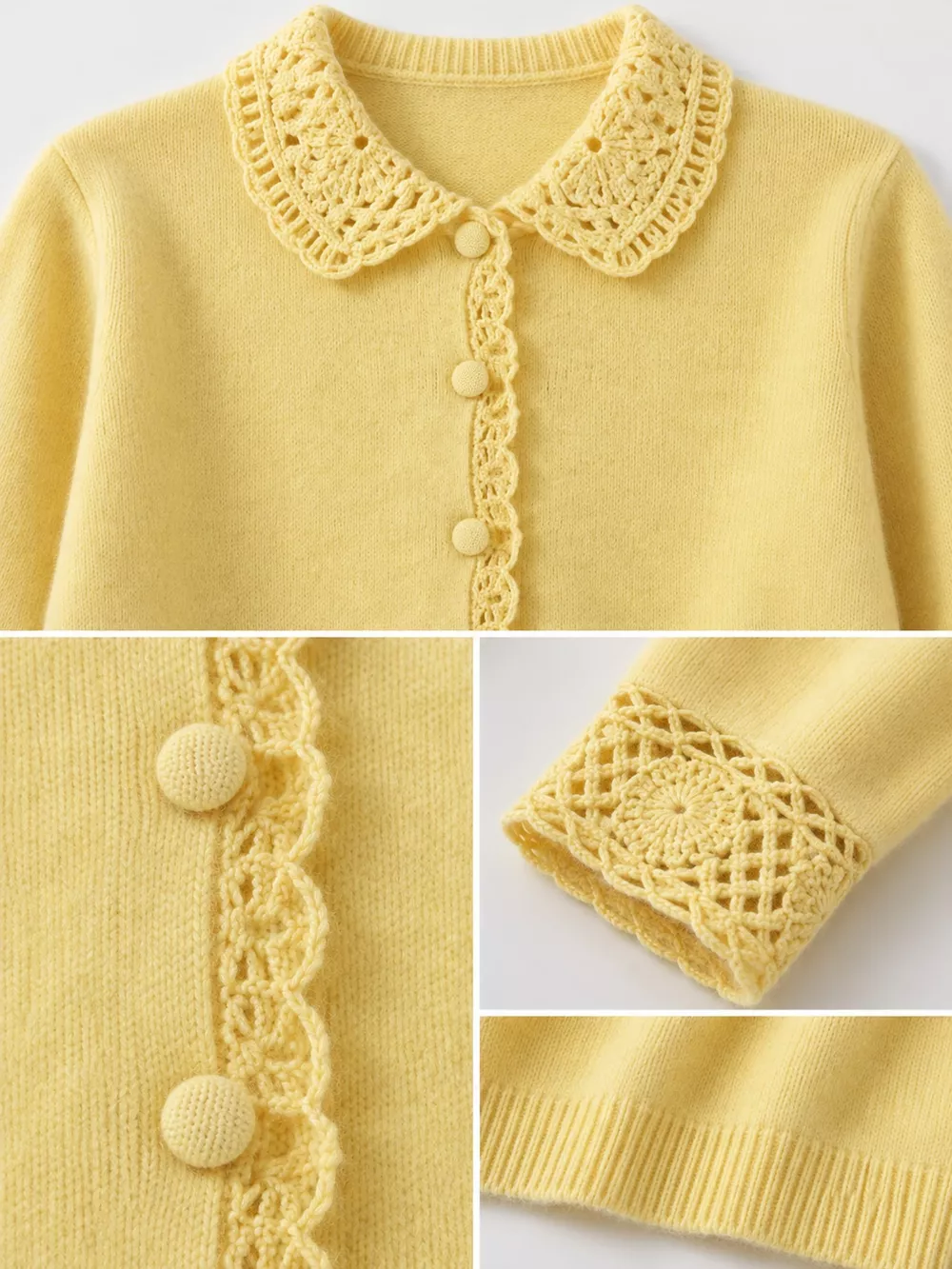 Lace-Collar Button Down Knit Cardigan, image 27
