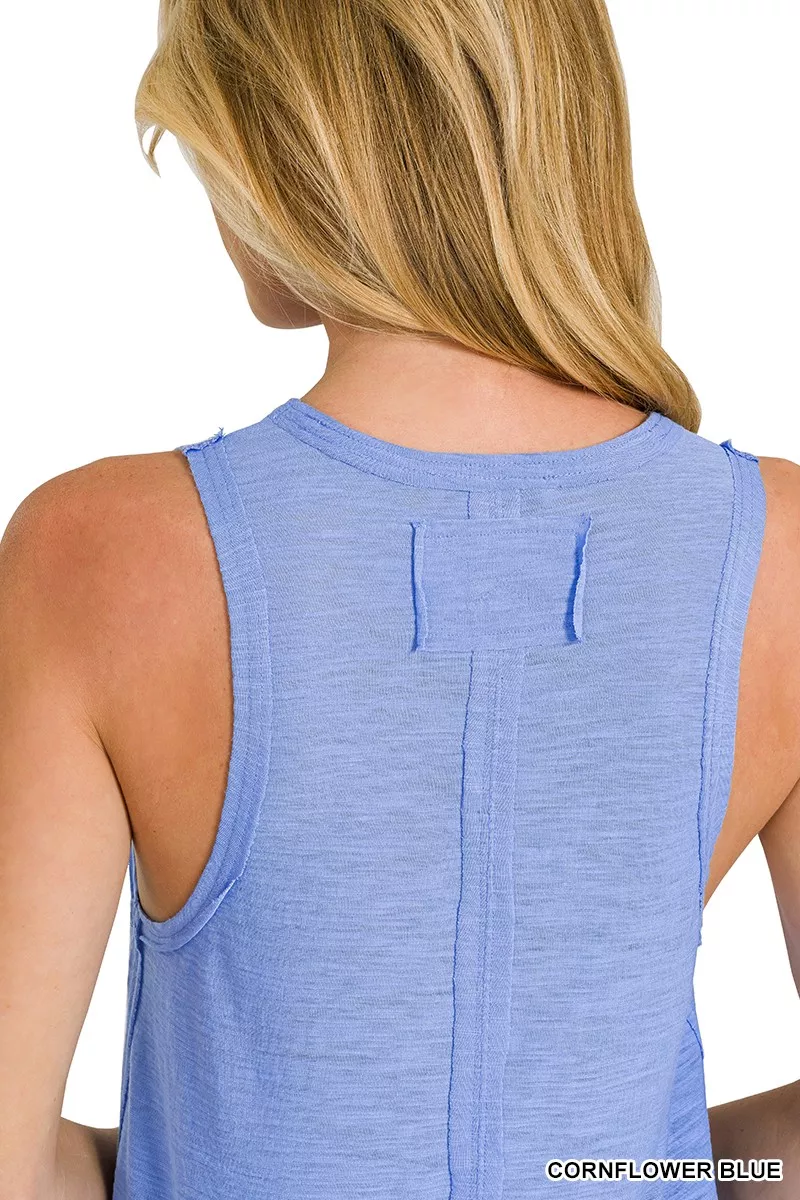 Curved Hem Slub Tunic Tank, image 3