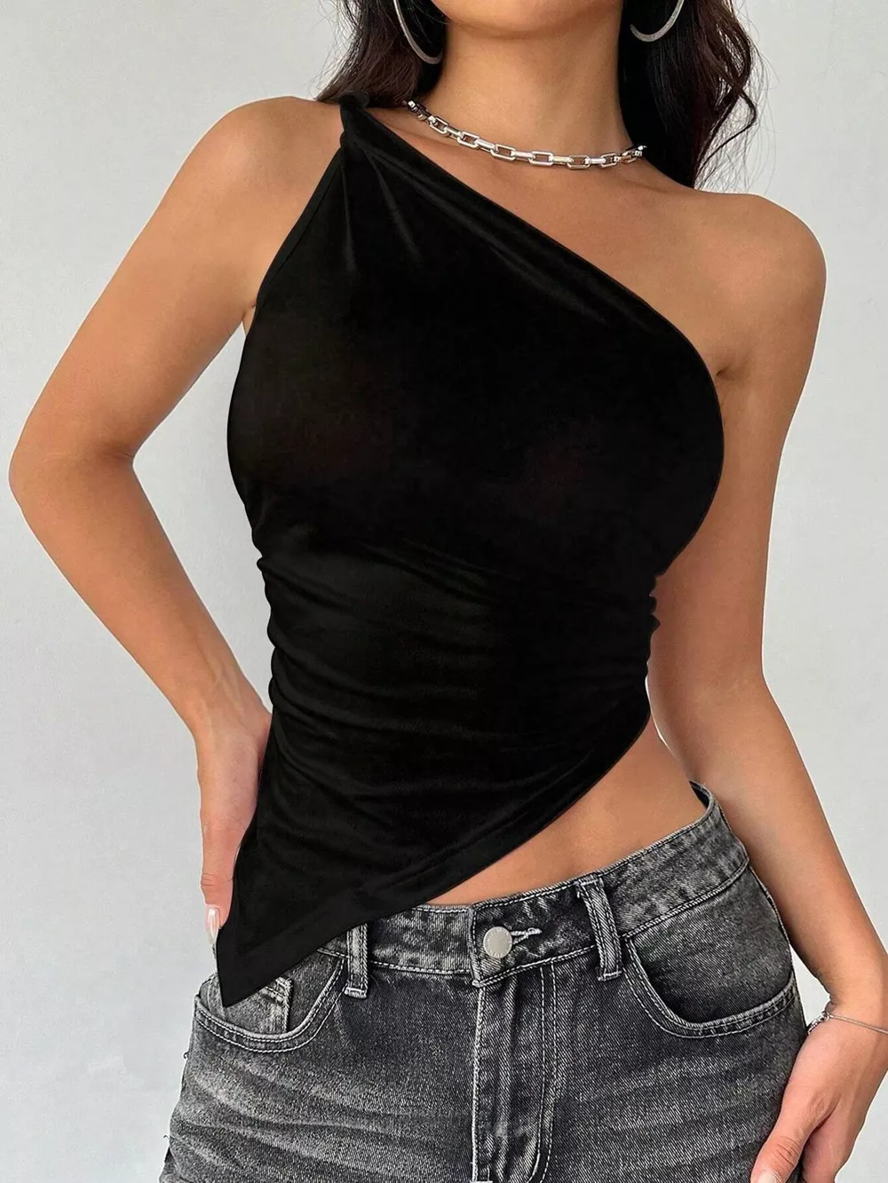 Asymmetrical One-Shoulder Slim Fit Cami, image 18
