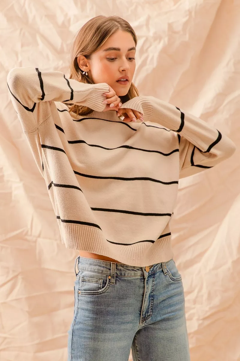 Stripe Crew Neck Basic Essential Sweater, image 5