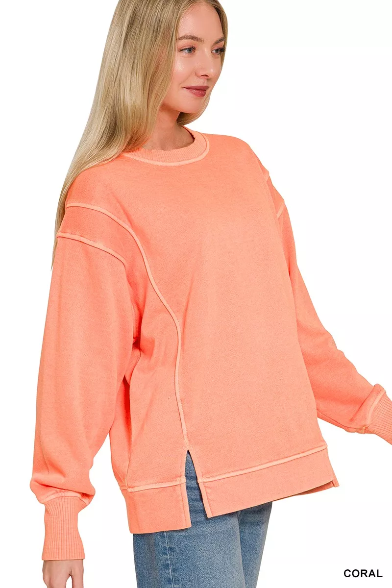 Pigment Dye Exposed-seam Fleece Sweatshirt, image 2