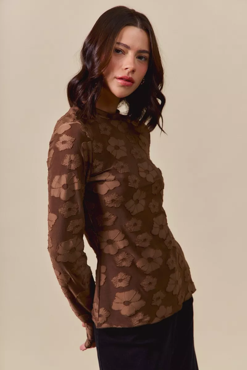 Stretched Jacquard Casual Tops with Thumb Opening, image 6