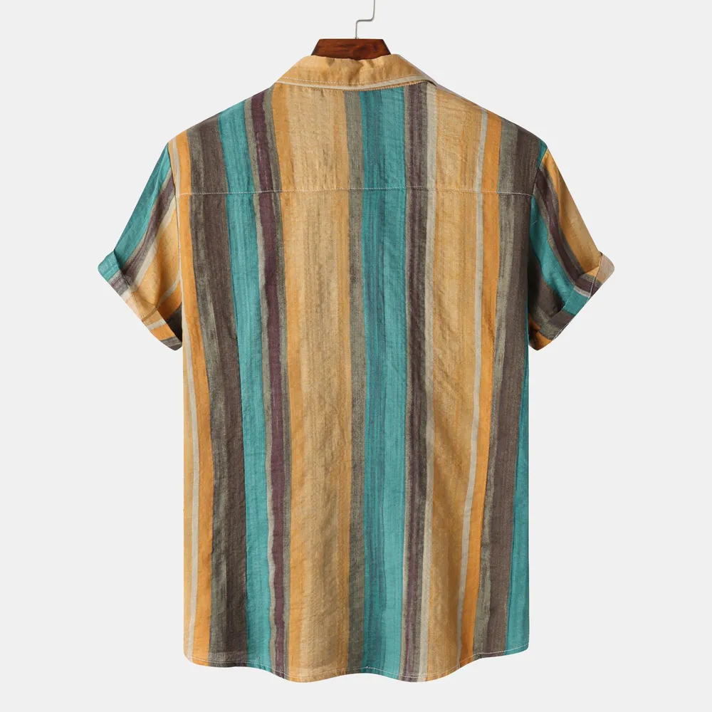 Men's Plus Size Button Down Striped Collared Neck Shirt, image 6