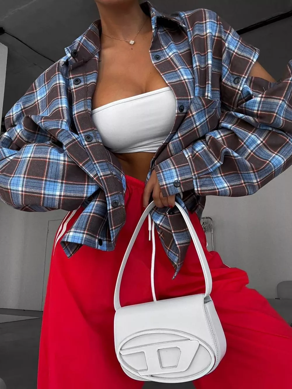 Plaid Button-Down Shirt with Detachable Sleeves, image 3