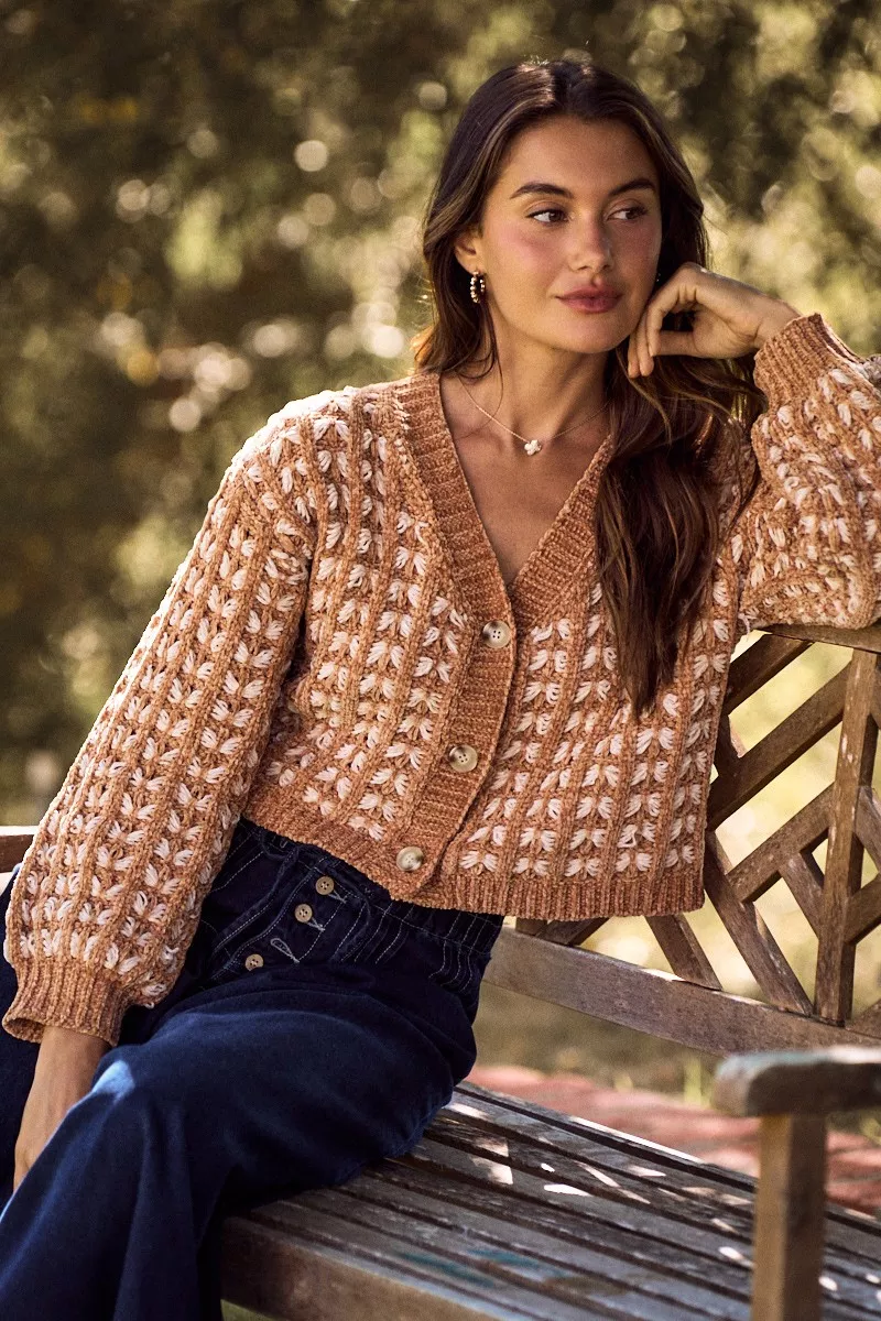 Soft Chenille Yarn Textur Button Sweater Cardigan, image 6