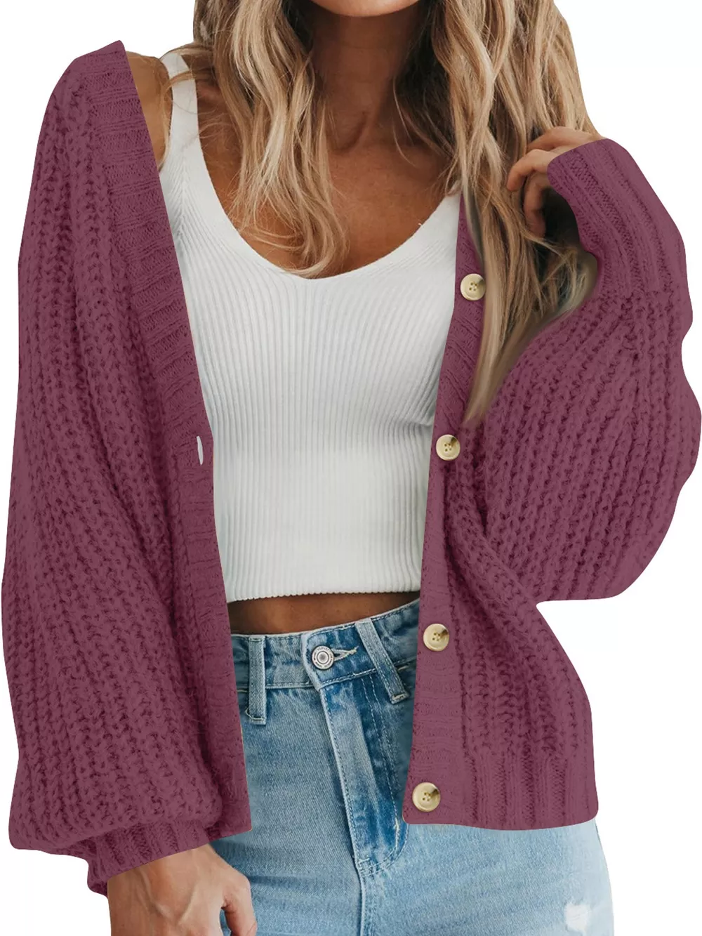 Full Size Chunky Knit Button-Down Cardigan Plus Size, image 19